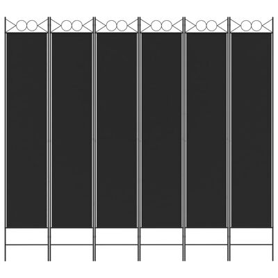 vidaXL 6-Panel Room Divider Black 94.5"x86.6" Fabric