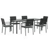 vidaXL 7 Piece Patio Dining Set with Cushions Poly Rattan and Steel