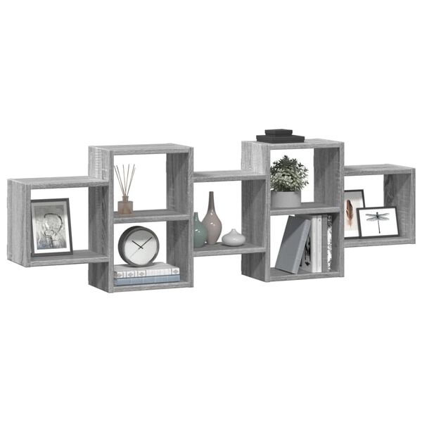 vidaXL Wall Shelf Grey Sonoma 50.8x7.1x16.5" Engineered Wood