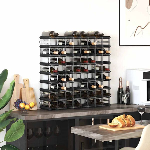 vidaXL Wine Rack for 72 Bottles Black Solid Pine Wood