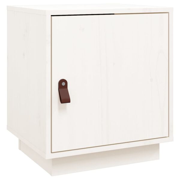 vidaXL Bedside Cabinet White Solid pine wood, faux leather Storage