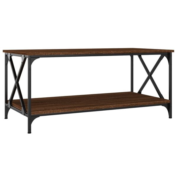 vidaXL Coffee Table Brown Oak Engineered Wood and Iron
