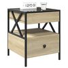 vidaXL Bedside Table Sonoma oak Engineered wood, glass, steel Standard