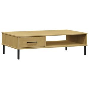 vidaXL Coffee Table Brown Solid pine wood, metal 39.4 x 21.7 x 11.4 in