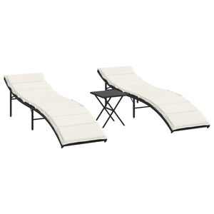 vidaXL Sun Lounger Set of 2 Black, Cream White