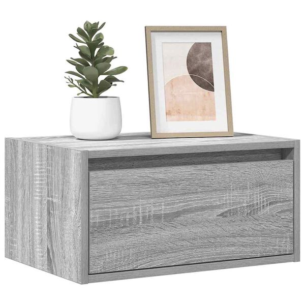 vidaXL Wall-mounted Bedside Cabinet Set of 2 Grey Sonoma Engineered wood