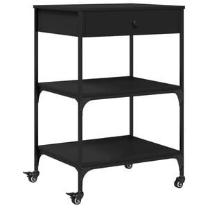 vidaXL Kitchen Trolley Black 23.6"x18.9"x35.2" Engineered Wood