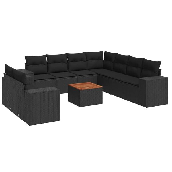 vidaXL Garden Sofa Set Black