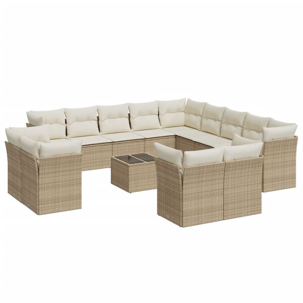 vidaXL Garden Sofa Set Beige, Cream White