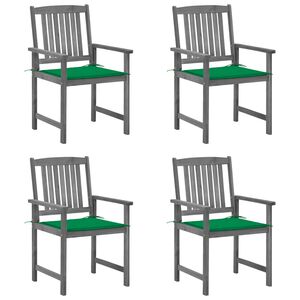 vidaXL Patio Chair Set of 4 Gray Solid Acacia wood Standard Durable