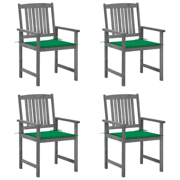vidaXL Patio Chair Set of 4 Gray Solid Acacia wood Standard Durable