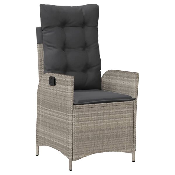 vidaXL Reclining Garden Chair Set of 2 Light grey PE rattan Regular