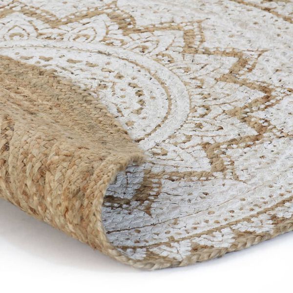 vidaXL Area Rug Brown and white 100% Jute 94.5 in Reversible Area Rug