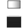 vidaXL Bathroom Furniture Set Black, White Engineered Wood, Ceramic Medium