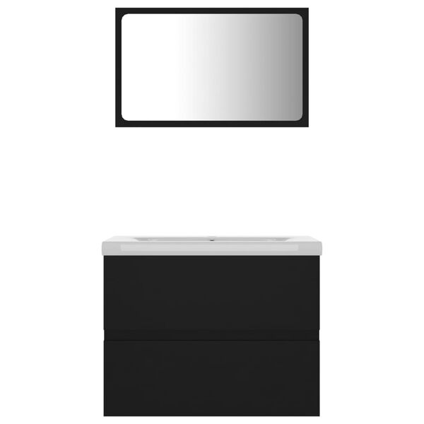 vidaXL Bathroom Furniture Set Black, White Engineered Wood, Ceramic Medium