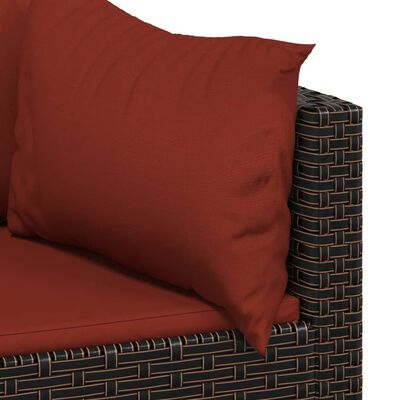 vidaXL Patio Corner Sofas with Cushions 2 pcs Brown Poly Rattan