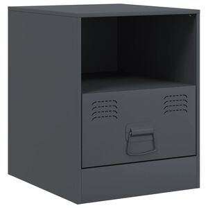 vidaXL Bedside Cabinet Anthracite Cold-rolled steel Medium