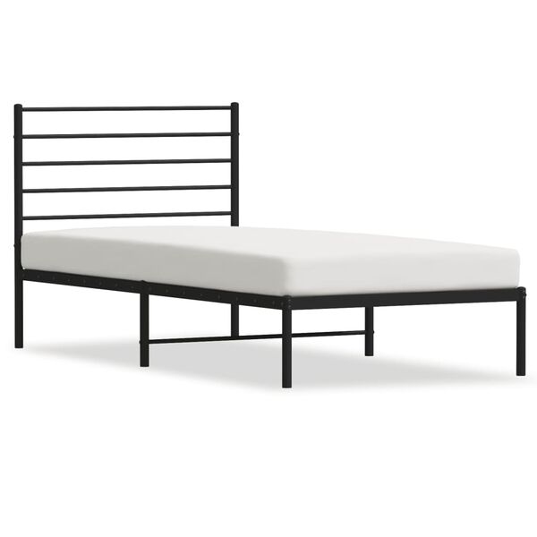 vidaXL Bed Frame Black Powder-Coated Steel Small Single Single Bed Frame