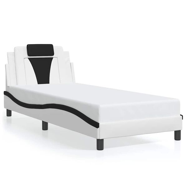 vidaXL Bed Frame "Viana" without Mattress White and Black 31.5"x78.7" Faux Leather