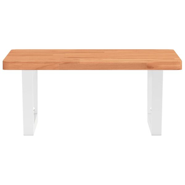 vidaXL Basin Shelf Beech wood with white brackets Steel and Solid Beech Wood