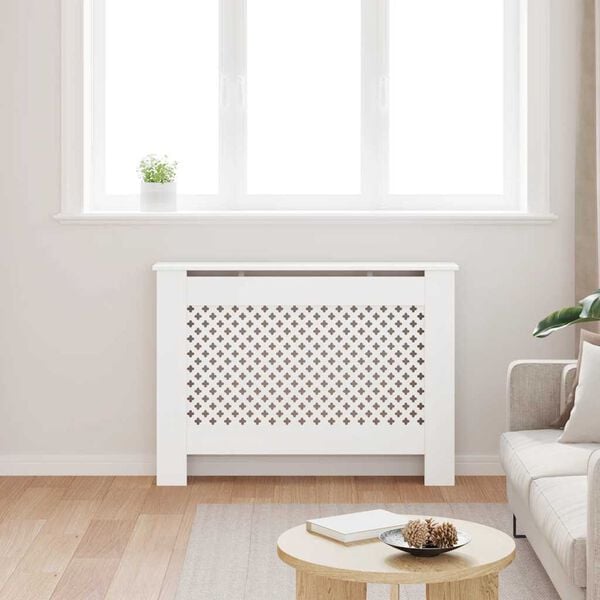 vidaXL Radiator Cover White 44.1"x7.5"x32.1" MDF