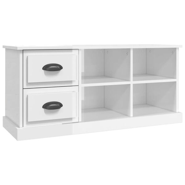 vidaXL TV Cabinet High gloss white Engineered wood 40.2 x 14.0 x 18.7 in