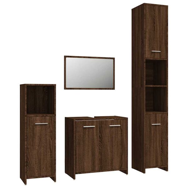 vidaXL Bathroom Furniture Set Brown Oak Engineered Wood