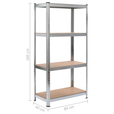 vidaXL 4-Layer Storage Shelf Silver Steel&Engineered Wood