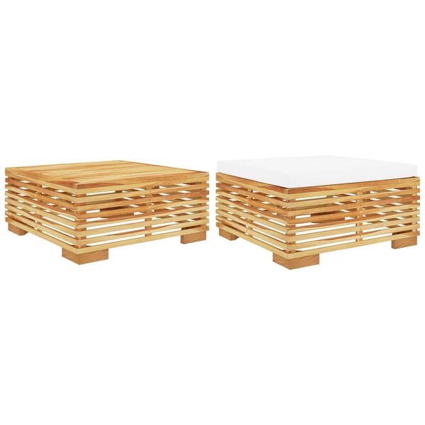 vidaXL Garden Lounge Set Cream Solid teak wood, polyester Medium