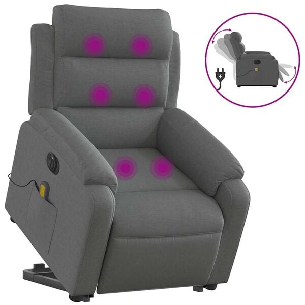 vidaXL Electric Stand Up Massage Recliner Chair Dark Gray