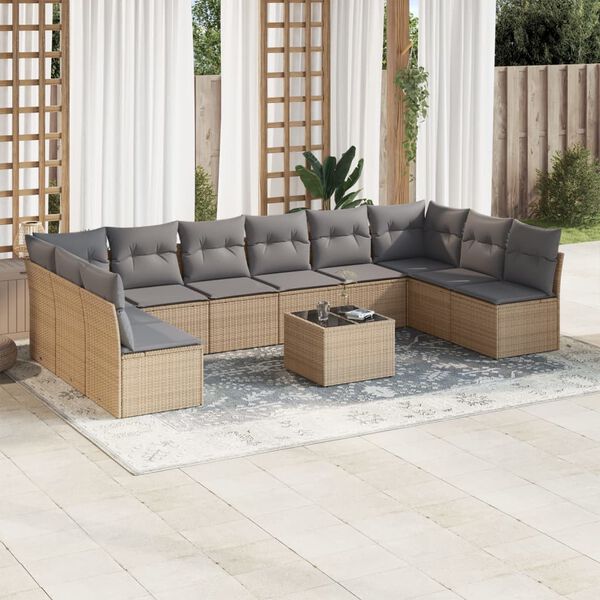 vidaXL Garden Sofa Set Beige, Light grey