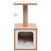 vidaXL Cat Tree Brown and White Wood, MDF, Veneer, Sisal, Jute, Faux Fur