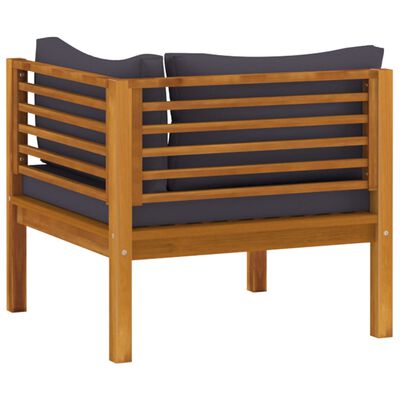 vidaXL Corner Sofas 2 pcs with Dark Gray Cushions Solid Acacia Wood