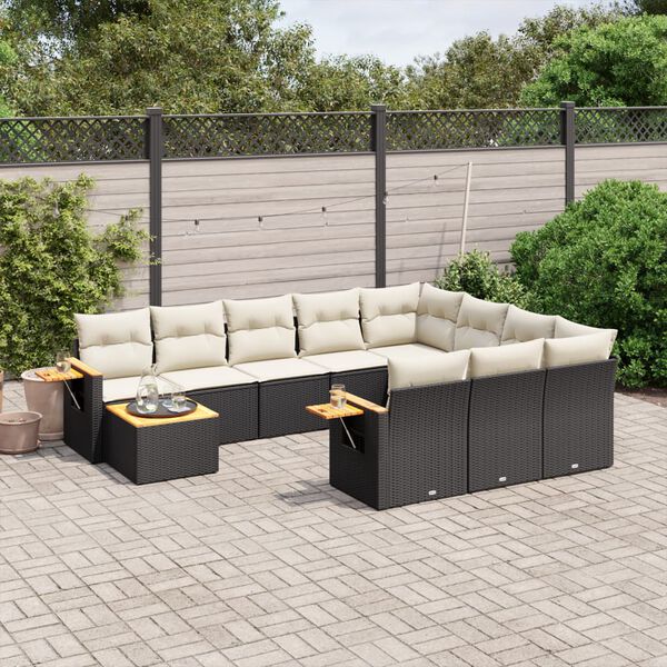 vidaXL Garden Sofa Set Black, Cream White