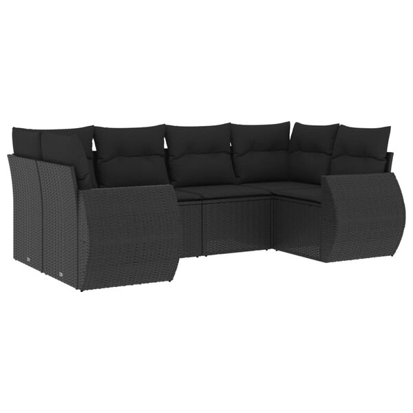 vidaXL Garden Sofa Set Black PE rattan, powder-coated steel, polyester