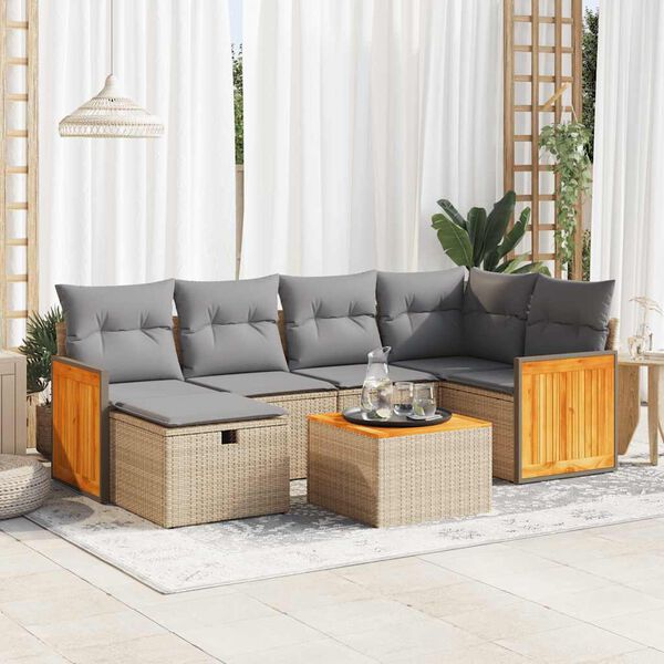 vidaXL Garden Sofa Set Beige and Light Grey