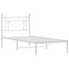 vidaXL Bed Frame White Powder-Coated Steel Twin Bed Frame Rectangular