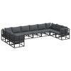 vidaXL Garden Sofa Set with Cushion 10 pcs Black Aluminium
