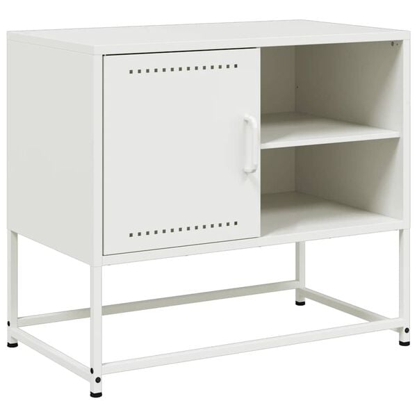 vidaXL TV Cabinet White Steel TV Cabinet Rectangular Industrial