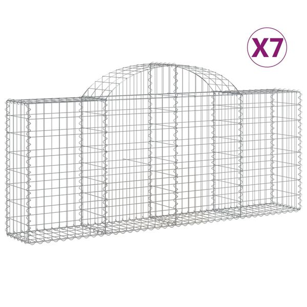 vidaXL Gabion Basket Set of 7 Silver Galvanized Iron