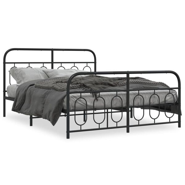 vidaXL Bed Frame Black Steel Full Bed Frame Rectangular Modern