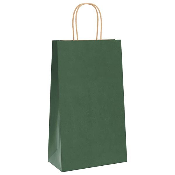 vidaXL Paper Bags 250 pcs with Handles Green 21x11x36 cm