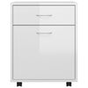 vidaXL Storage Cabinet High gloss white Engineered wood Compact Rollable
