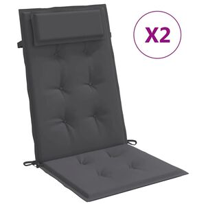 vidaXL Highback Chair Cushion Set of 2 Anthracite