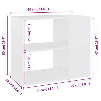 vidaXL Side Cabinet White 23.6"x11.8"x19.7" Engineered Wood