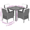 vidaXL Garden Dining Set Grey PE Rattan 4-seater Removable Covers