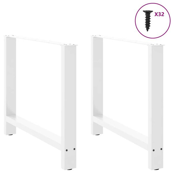 vidaXL Coffee Table Leg Set of 2 White Powder-coated steel