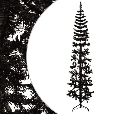 vidaXL Slim Artificial Half Christmas Tree with Stand Black 6 ft