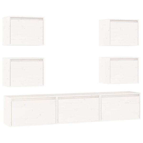 vidaXL TV Cabinet Set of 7 White Solid pine wood