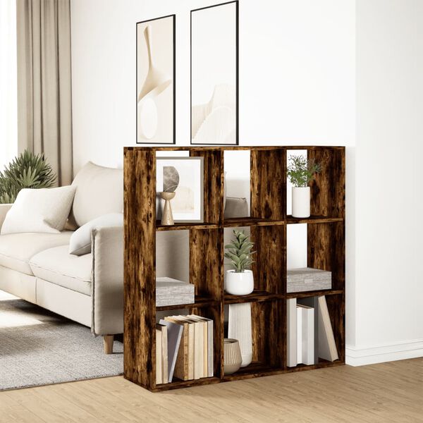 vidaXL Room Divider Bookcase Smoked Oak Engineered Wood Medium
